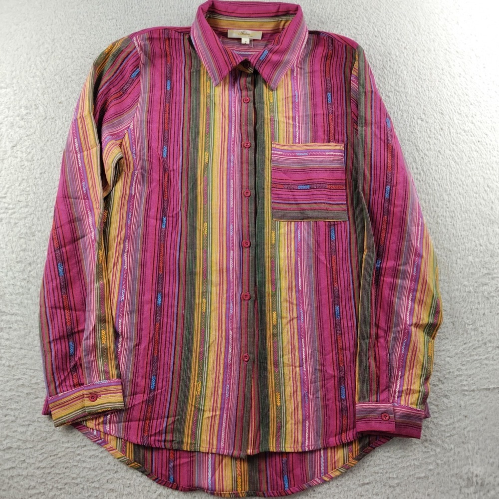 Adree by Unit Button Up Long Sleeve Shirt Pink Southwestern Tapestry Size Small